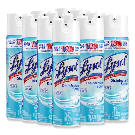 Lysol Cleaners & Detergents, Aerosol Spray, Crisp Linen, 12 PK 19200-79329